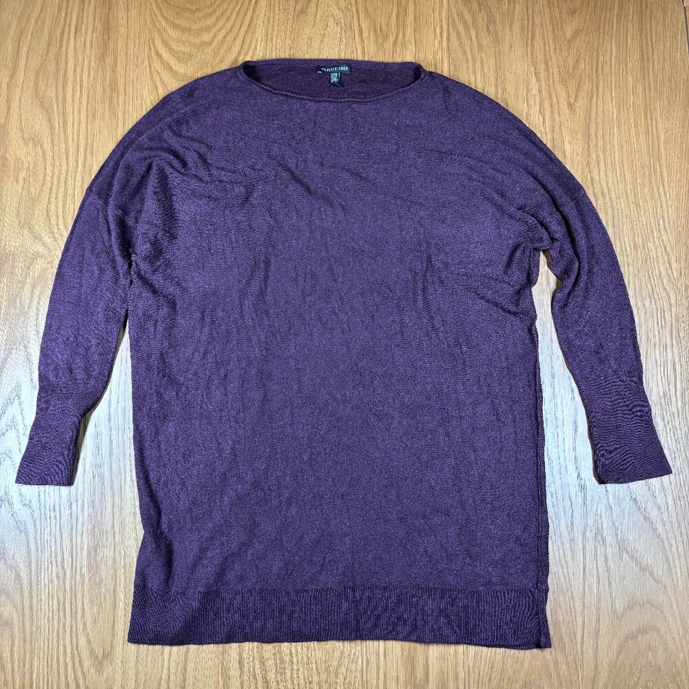 Eileen Fisher Purple Long Sleeve Viscose Knit Tunic‎ Sweater – Women’s S/P